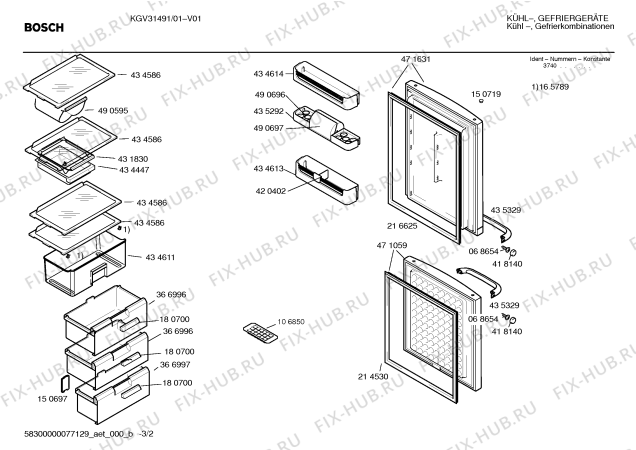 Схема №1 KGV31491 с изображением Дверь для холодильника Bosch 00471059