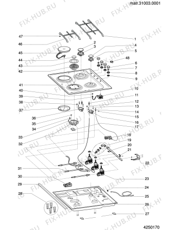 Схема №1 TA65SAN (F032546) с изображением Железный лист для плиты (духовки) Indesit C00112477