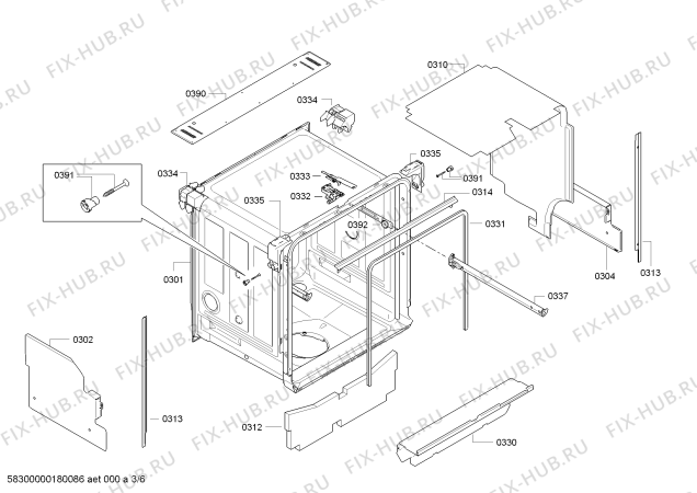 Взрыв-схема посудомоечной машины Bosch SMV51E40EU SilencePlus - TP3 - Схема узла 03