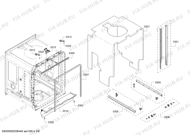 Взрыв-схема посудомоечной машины Bosch SHP53T55UC SilencePlus 46 dBA - Схема узла 03