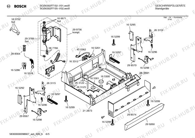 Взрыв-схема посудомоечной машины Bosch SGS6302FF - Схема узла 05
