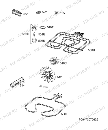 Взрыв-схема плиты (духовки) Electrolux EKM60398OW - Схема узла Electrical equipment