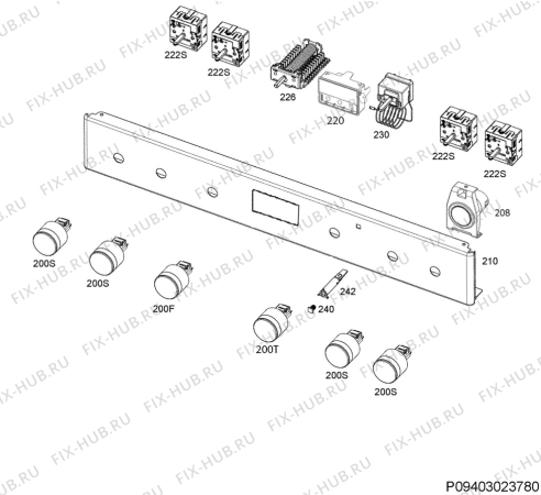 Взрыв-схема плиты (духовки) Electrolux EKI6556EIW - Схема узла Command panel 037