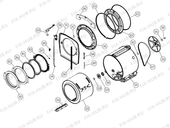 Взрыв-схема стиральной машины Asko W6222 US   -White #107622210 (340783, WM25.3) - Схема узла 03