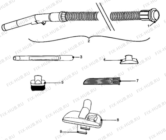 Взрыв-схема пылесоса Electrolux Z1850B - Схема узла Hose