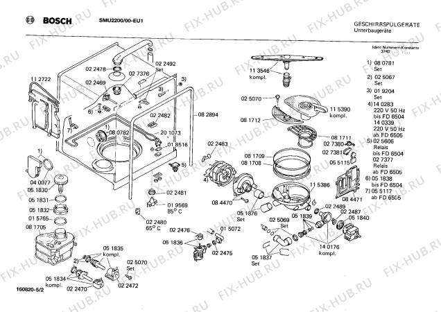 Взрыв-схема посудомоечной машины Bosch SMU2200 - Схема узла 02