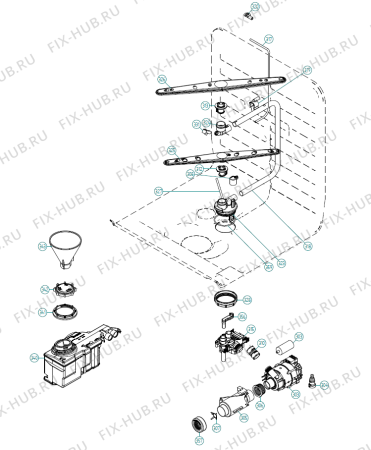 Взрыв-схема посудомоечной машины Pelgrim GVW790ONY/P02 (700161, DW90.2) - Схема узла 03