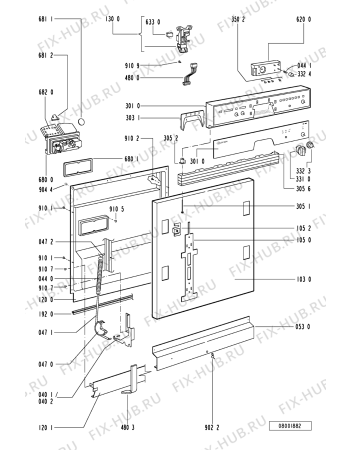 Схема №1 GSI 4633/1 W-IN с изображением Панель для посудомоечной машины Whirlpool 481245370914
