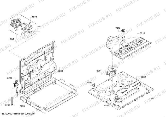 Взрыв-схема плиты (духовки) Bosch HBA13B262B - Схема узла 02