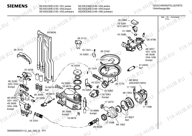 Взрыв-схема посудомоечной машины Siemens SE55E430EU - Схема узла 04