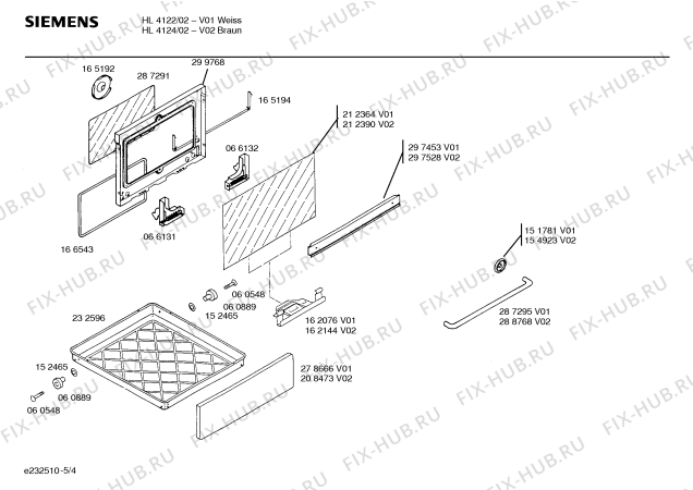 Взрыв-схема плиты (духовки) Siemens HL4124 - Схема узла 04