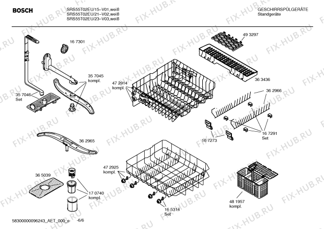 Схема №2 SRS55T02EU Silence comfort с изображением Инструкция по эксплуатации для посудомоечной машины Bosch 00592354