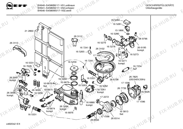 Взрыв-схема посудомоечной машины Neff S4586B0 SH640 - Схема узла 04