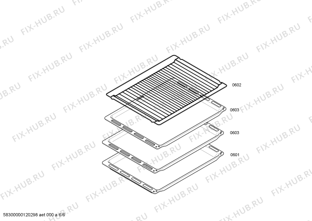 Взрыв-схема плиты (духовки) Siemens HB650510S - Схема узла 06