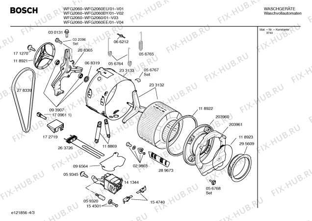 Взрыв-схема стиральной машины Bosch WFG2060BY WFG2060 - Схема узла 03