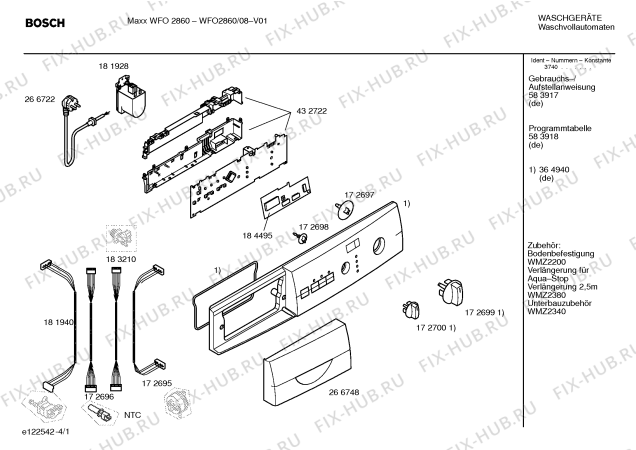 Схема №1 WFO2860 Maxx WFO 2860 с изображением Инструкция по установке и эксплуатации для стиральной машины Bosch 00583917
