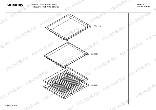 Схема №1 HB55661FN с изображением Инструкция по эксплуатации для плиты (духовки) Siemens 00522967