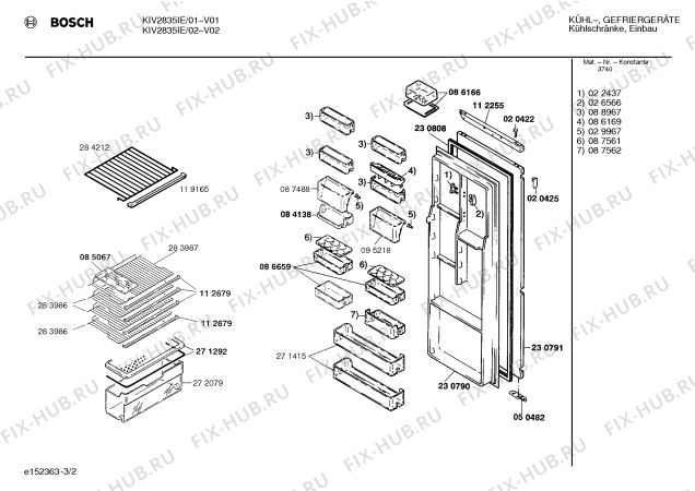 Взрыв-схема холодильника Bosch KIV2835IE - Схема узла 02
