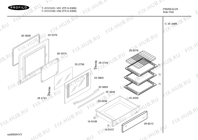Взрыв-схема плиты (духовки) Profilo FRG6300 - Схема узла 03