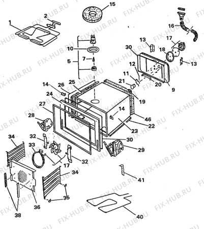 Взрыв-схема плиты (духовки) Unknown ELK641-1 - Схема узла H10 Main Oven Cavity (large)