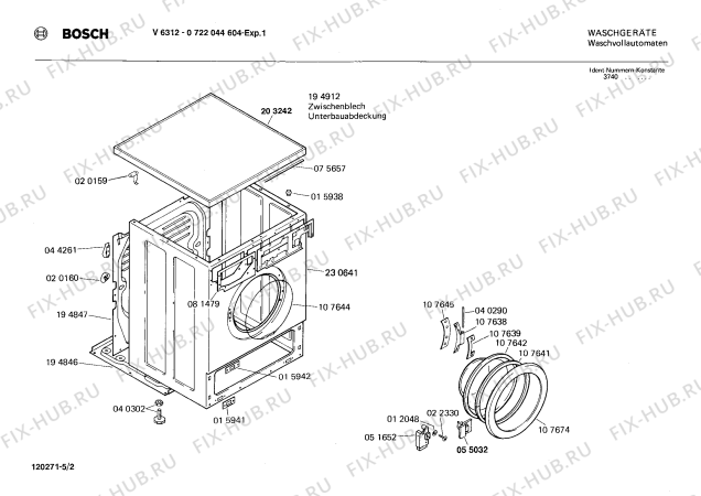 Взрыв-схема стиральной машины Bosch 0722044604 V6312 - Схема узла 02