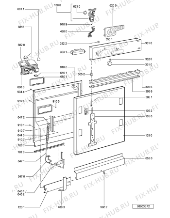 Взрыв-схема посудомоечной машины Whirlpool ADG 8652 IX - Схема узла