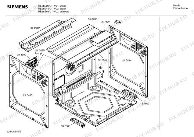 Взрыв-схема плиты (духовки) Siemens HE38E65 - Схема узла 05