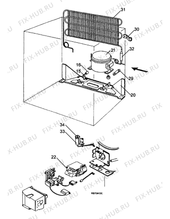 Взрыв-схема холодильника Zanussi ZT70 - Схема узла Cooling system 017