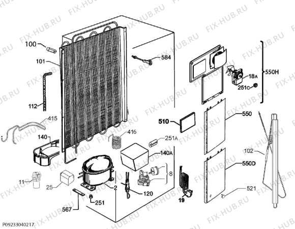 Взрыв-схема холодильника Aeg S84025KMW0 - Схема узла Cooling system 017