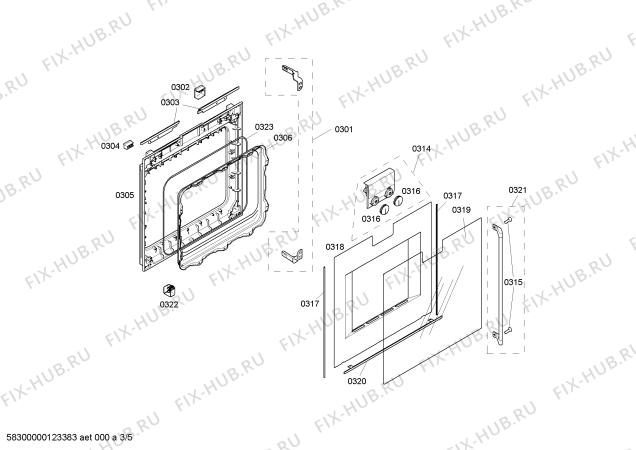 Схема №1 BO271110 с изображением Внешняя дверь для плиты (духовки) Bosch 00478221
