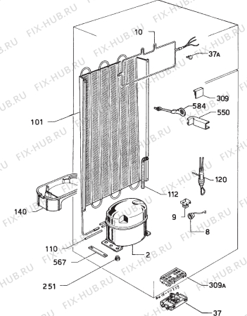 Взрыв-схема холодильника Zanussi PLB230/2T - Схема узла Refrigerator cooling system