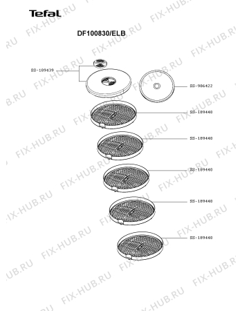 Взрыв-схема овощесушилки Tefal DF100830/ELB - Схема узла ZP005601.5P2