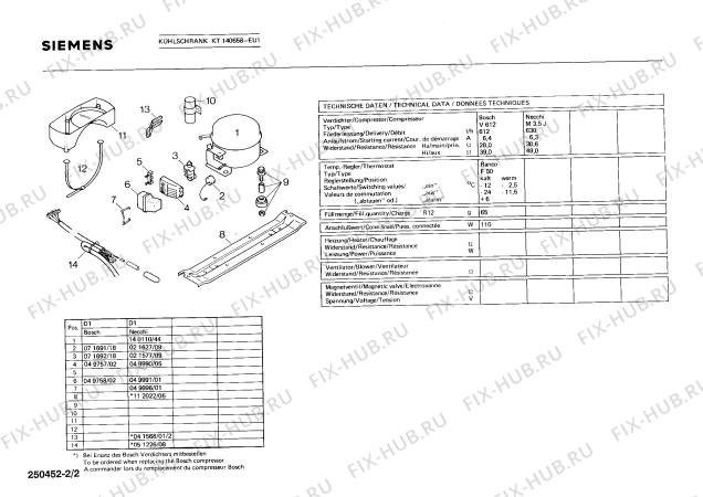 Взрыв-схема холодильника Siemens KT140658 - Схема узла 02