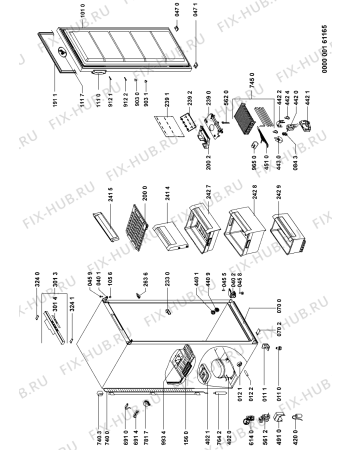 Схема №1 AFG 831/1 NF с изображением Часть корпуса для холодильника Whirlpool 480132100999