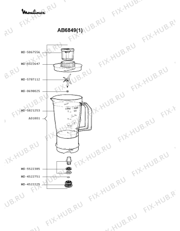 Взрыв-схема кухонного комбайна Moulinex AB6849(1) - Схема узла YP000457.0P2