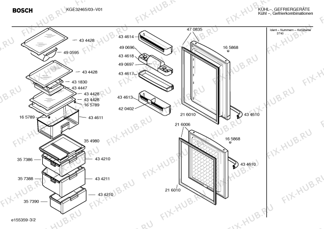 Взрыв-схема холодильника Bosch KGE32465 - Схема узла 02