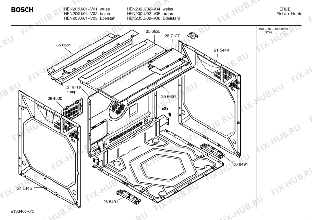 Взрыв-схема плиты (духовки) Bosch HEN205U - Схема узла 05