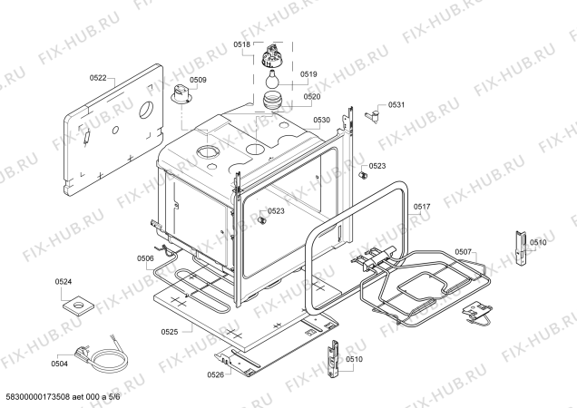 Взрыв-схема плиты (духовки) Bosch HCE622323V Bosch - Схема узла 05