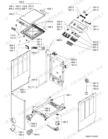 Схема №1 WP10T254 с изображением Декоративная панель для стиралки Whirlpool 481010491015