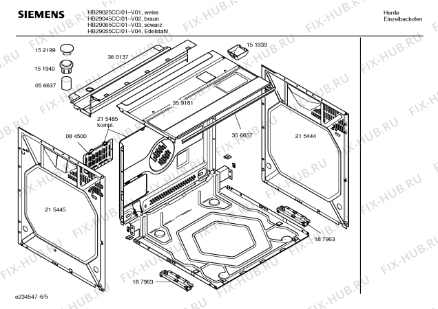 Взрыв-схема плиты (духовки) Siemens HB29045CC - Схема узла 05