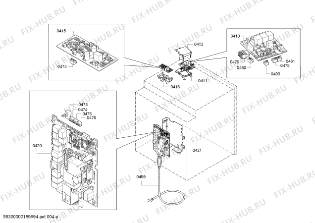 Взрыв-схема плиты (духовки) Siemens CS858GRB6B - Схема узла 04