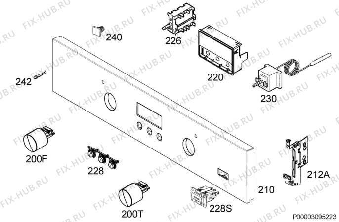 Взрыв-схема плиты (духовки) Zanussi ZOB65802XK - Схема узла Command panel 037