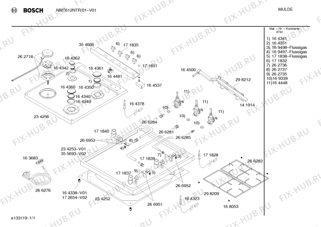 Схема №1 NMT612NTR с изображением Панель управления для духового шкафа Bosch 00354666