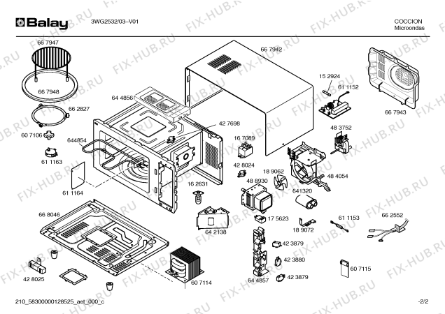 Схема №1 3WG2532 с изображением Панель управления для микроволновки Bosch 00667941