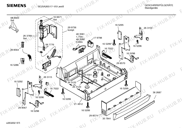 Взрыв-схема посудомоечной машины Siemens SE25A265 - Схема узла 05