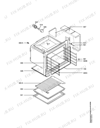 Взрыв-схема плиты (духовки) Aeg Electrolux B1100-4-W EURO - Схема узла Oven