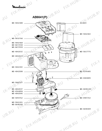 Взрыв-схема кухонного комбайна Moulinex AB6641(P) - Схема узла 6P000432.6P2