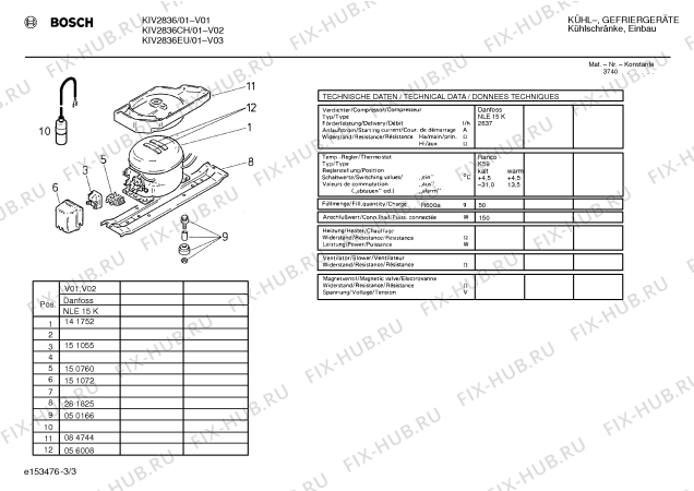 Взрыв-схема холодильника Bosch KIV2836 - Схема узла 03