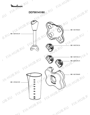 Взрыв-схема блендера (миксера) Moulinex DD700141/60 - Схема узла XP003189.3P2