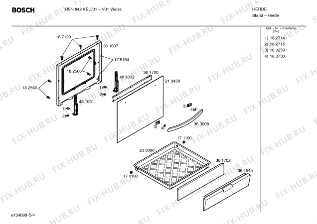 Схема №2 HSN842KEU с изображением Инструкция по эксплуатации для плиты (духовки) Bosch 00583017